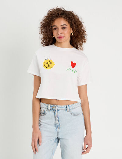 T-shirt cropped blanc femme