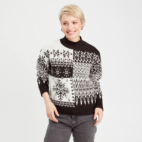 Pull col montant et sequins ecru femme