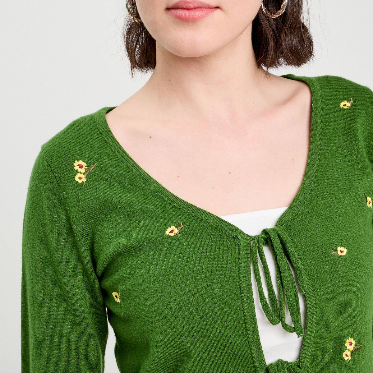 Gilet avec broderie vert femme