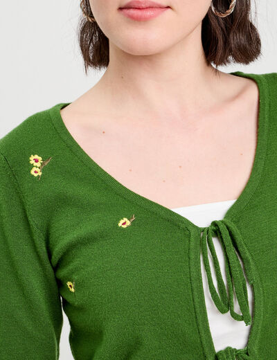 Gilet avec broderie vert femme
