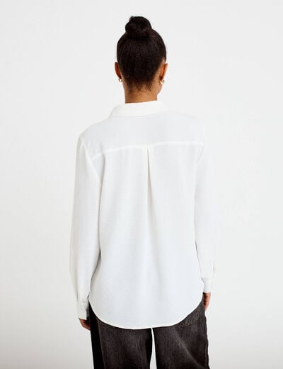 Blouse droite manches longues ecru femme