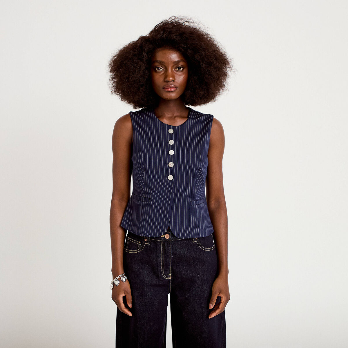 Veston sans manches bleu femme
