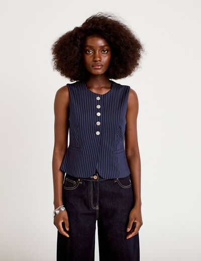 Veston sans manches bleu femme
