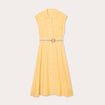 Robe chemise midi contenant du lin jaune femme