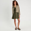Robe évasée avec volants vert kaki femme