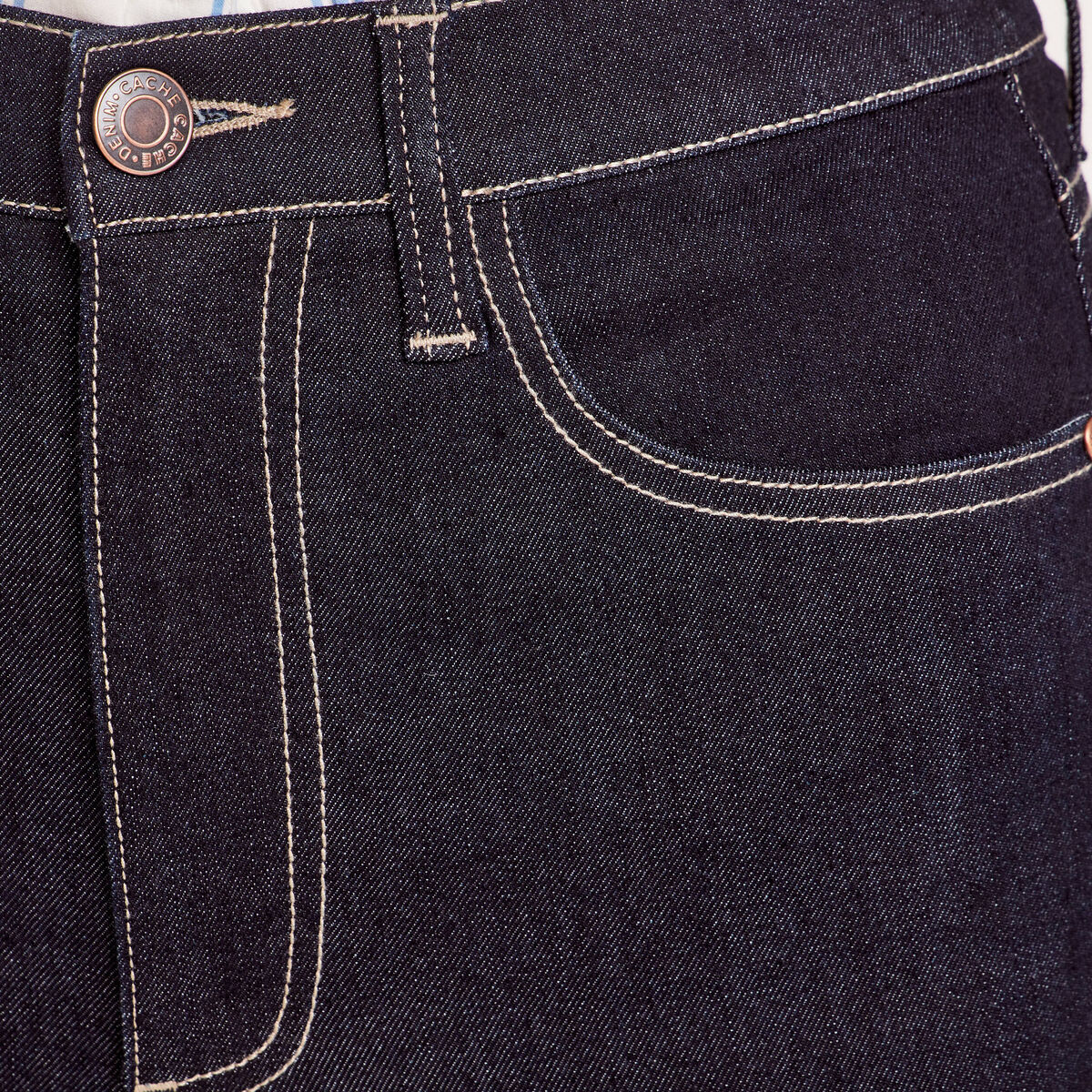 Jeans skinny taille élastiquée denim brut femme