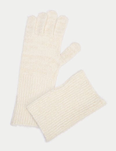 Gants 2-en-1 ivoire femme