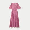 Robe longue &eacute;vas&eacute;e voile manches courtes rose femme