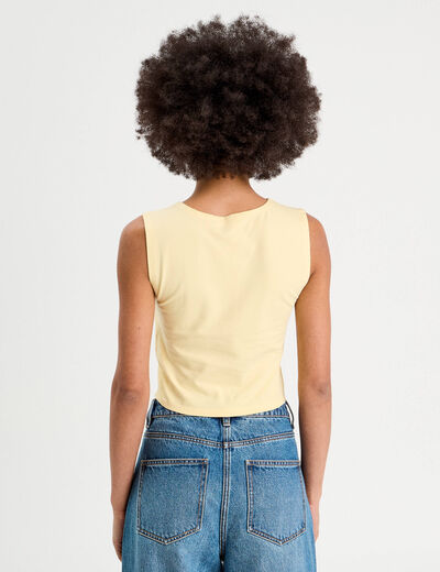 Débardeur cropped jaune clair femme