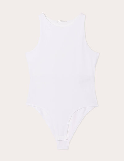 Body sans manches effet seconde peau blanc femme