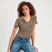 Blouse col polo beige clair femme