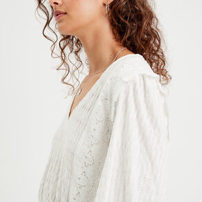 blouse manches longues smockee ecru femme Blouse manches longues smockée ecru femme