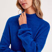 Pull col montant bleu electrique femme