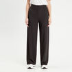 Pantalon large taille haute noir femme