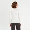 T-shirt manches longues côtelé ecru femme