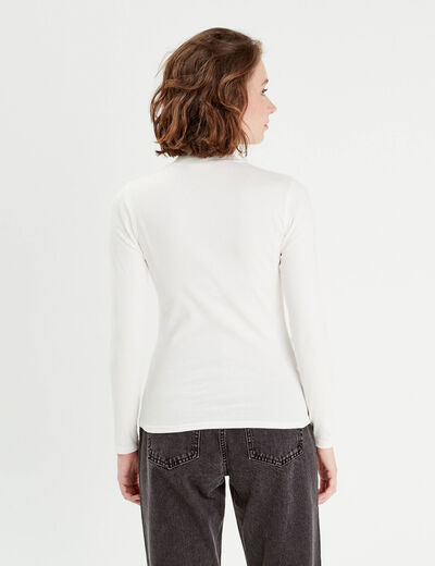 T-shirt manches longues côtelé ecru femme