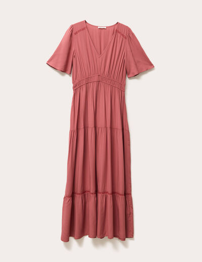 Robe longue évasée vieux rose femme