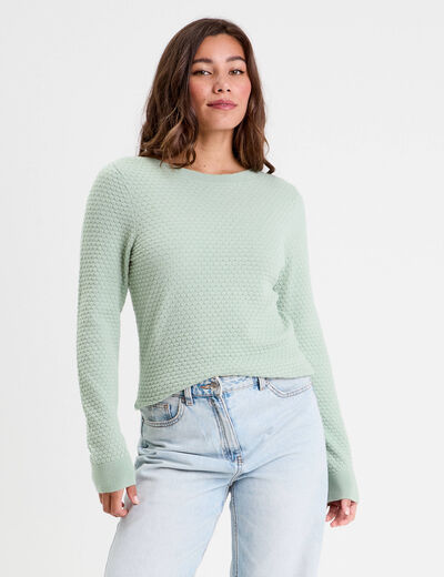 Pull col bateau vert pastel femme