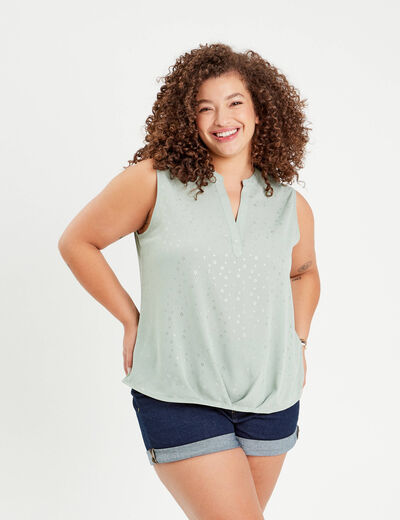Blouse sans manches vert olive femme