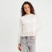 Blouse volants ecru femme