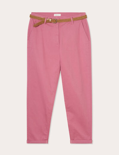 Pantalon chino 7/8ème vieux rose femme
