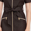 Robe droite ceinturée zippée noir femme