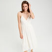 Robe longue évasée ajourée ecru femme