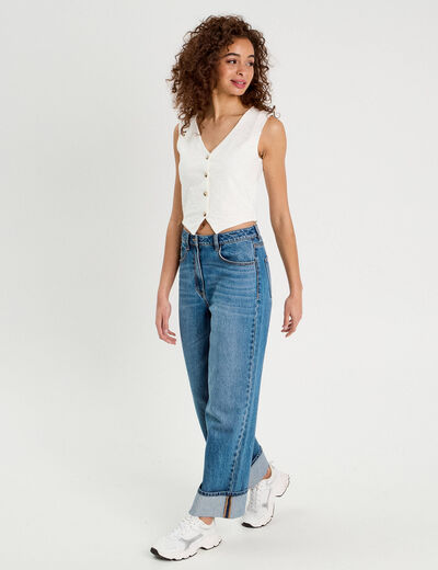 Veston sans manches ecru femme