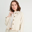 Veste brodée boutonnée ecru femme