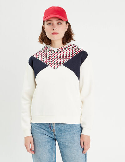 Sweat à capuche ecru femme