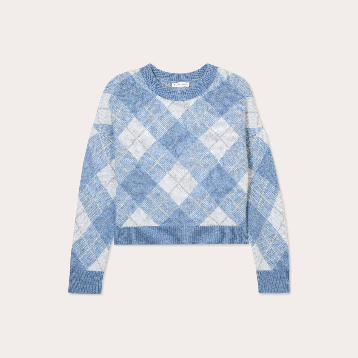 Pull manches longues bleu femme