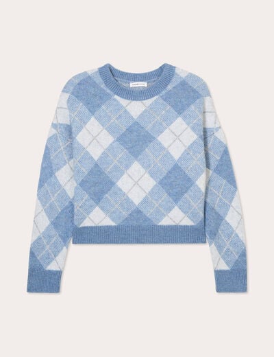 Pull manches longues bleu femme