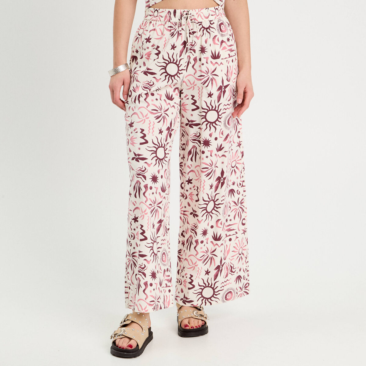 Pantalon large rose femme