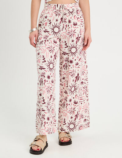 Pantalon large rose femme