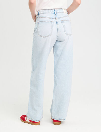 Jeans large 5 poches denim bleach femme