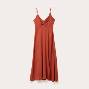 robe longue evasee fendue orange fonce femme Robe longue évasée fendue orange foncé femme