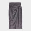 Jupe midi moulante drapée gris argent femme