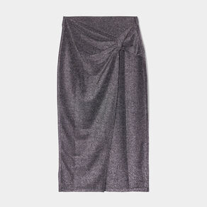 jupe midi moulante drapee gris argent femme Jupe midi moulante drapée gris argent femme