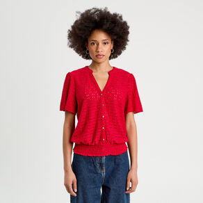 T-shirt manches courtes rouge femme