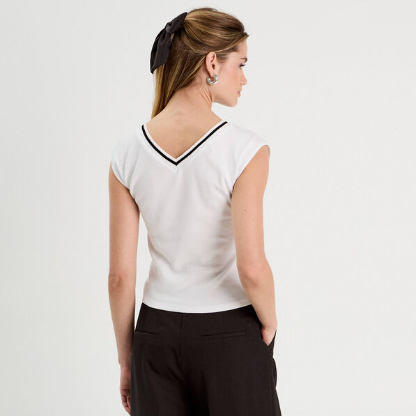 T-shirt manches courtes blanc femme