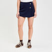 Jupe-short trap&egrave;ze courte bleu marine femme
