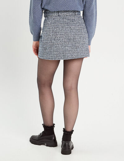 Jupe évasée tweed bleu femme