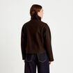 Veste chin&eacute;e col montant manches longues marron fonc&eacute; femme