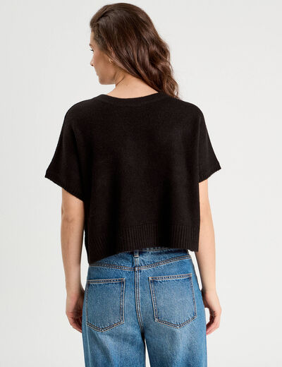 Pull dos devant détail noeud noir femme