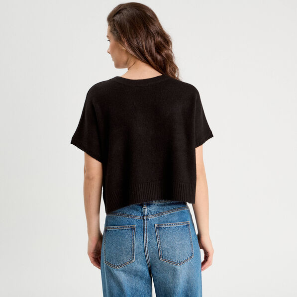 pull dos devant detail noeud noir femme Pull dos devant détail noeud noir femme