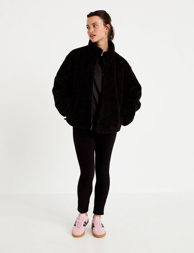 Leggings taille haute sans couture noir femme