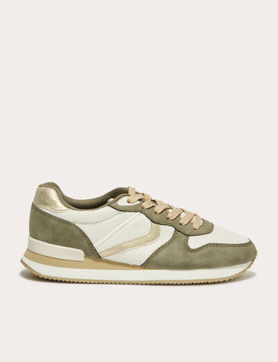 Sneakers plates vert kaki femme
