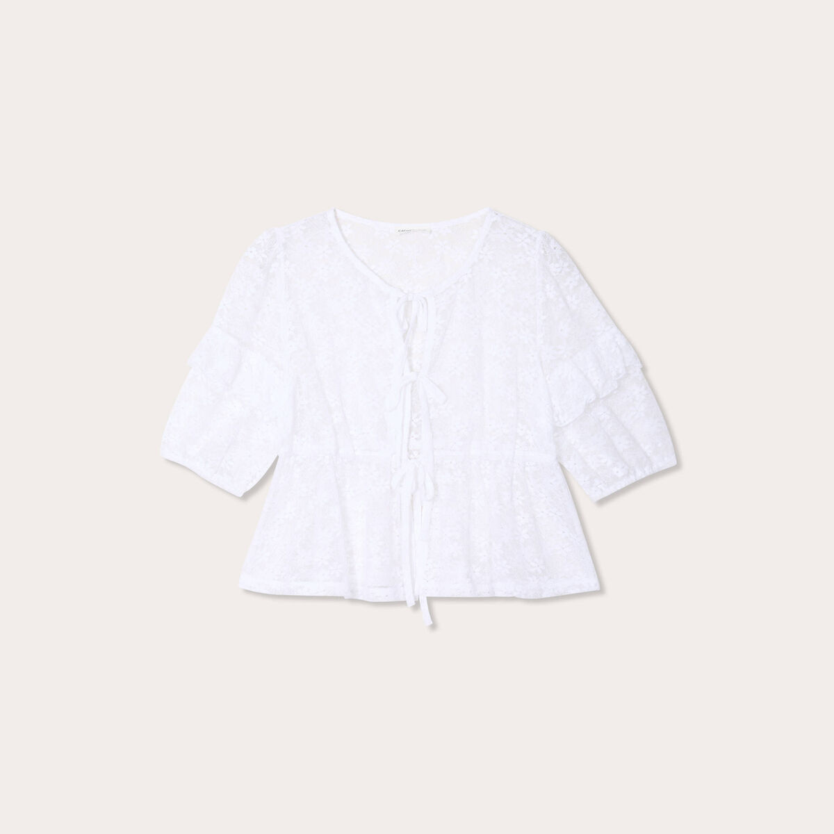 Blouse dentelle nouée blanc femme