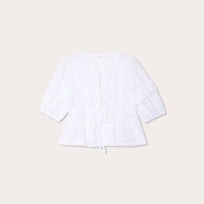 Blouse dentelle nouée blanc femme