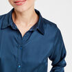 Chemise manches longues satin bleu marine femme